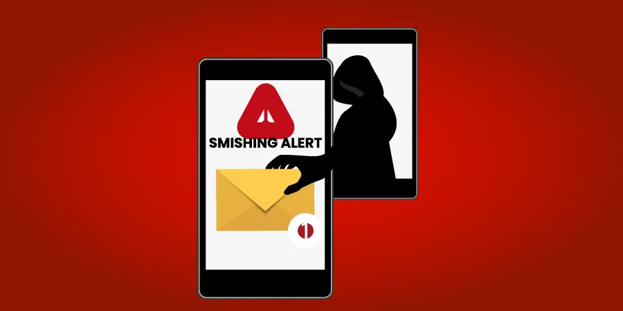 Ejemplo de smishing mediante un mensaje de texto fraudulento enviado a un teléfono móvil - CyC Services